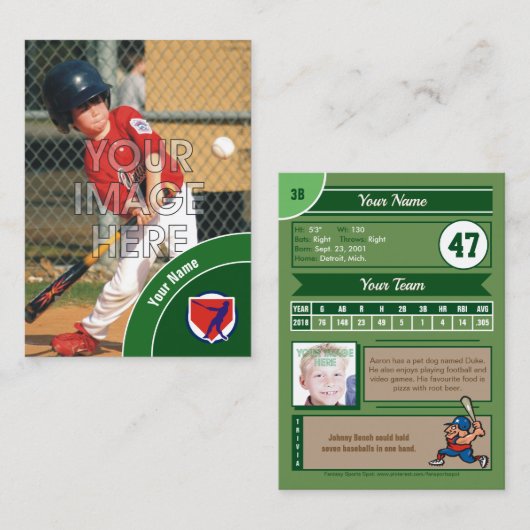 Aangepaste Baseball-handelskaart Visitekaartje (Voorkant / Achterkant)