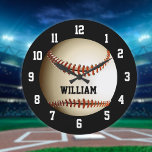 Aangepaste Baseball-naam Grote Klok<br><div class="desc">Persoonlijke naam baskeball klok. Ontworpen door: Thisnotme©</div>
