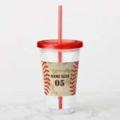 Aangepaste  Baseball Name Number Retro Acryl Drinkbeker (Voorkant)
