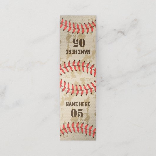 Aangepaste Baseball Name Number Retro Afsprakenkaart (Buitenkant ongevouwen)