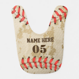 Aangepaste  Baseball Name Number Retro Baby Slabbetje