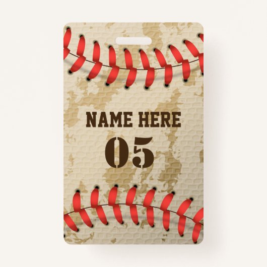 Aangepaste Baseball Name Number Retro Badge (Voorkant)