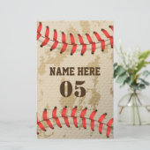 Aangepaste  Baseball Name Number Retro Briefpapier (Staand voorkant)