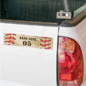 Aangepaste Baseball Name Number Retro Bumpersticker (Op Truck)