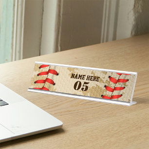 Aangepaste Baseball Name Number Retro Bureau Naambordje