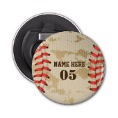 Aangepaste Baseball Name Number Retro Button Flesopener (Voorkant)