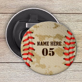 Aangepaste Baseball Name Number Retro Button Flesopener