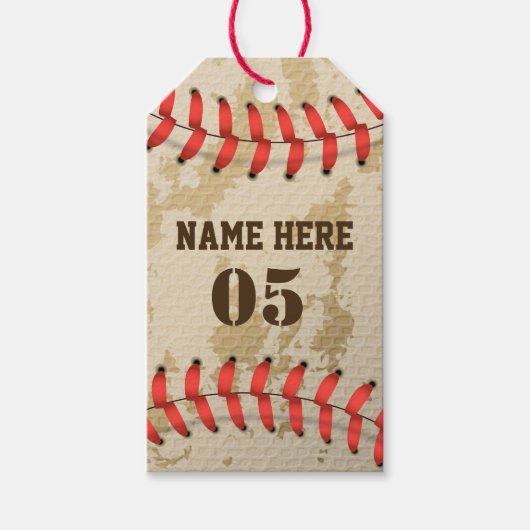 Aangepaste Baseball Name Number Retro Cadeaulabel (Voorkant)