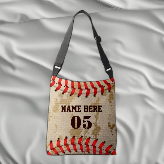 Aangepaste  Baseball Name Number Retro Crossbody Tas