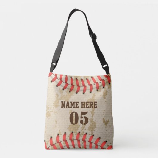 Aangepaste  Baseball Name Number Retro Crossbody Tas (Achterkant)