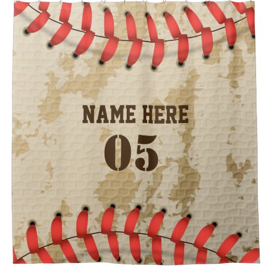 Aangepaste  Baseball Name Number Retro Douchegordijn (Voorkant)