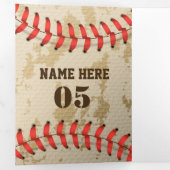 Aangepaste  Baseball Name Number Retro Drieluik Kaart (Binnenzijde eerst)