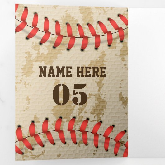 Aangepaste Baseball Name Number Retro Drieluik Kaart (Binnenzijde eerst)