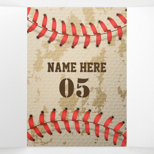 Aangepaste Baseball Name Number Retro Drieluik Kaart (Binnenkant midden)