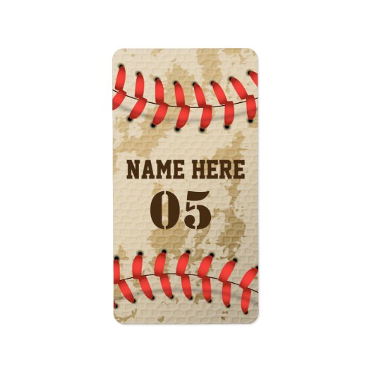Aangepaste  Baseball Name Number Retro Etiket (Voorkant)
