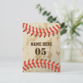 Aangepaste  Baseball Name Number Retro Feestdagenkaart (Staand voorkant)