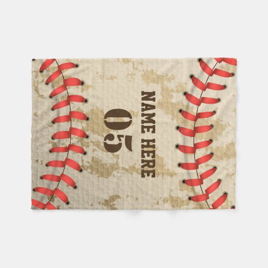 Aangepaste  Baseball Name Number Retro Fleece Deken (Voorkant (Horizontaal))