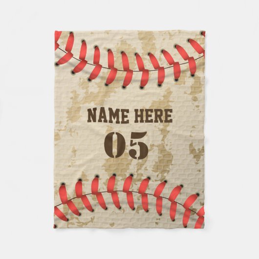 Aangepaste  Baseball Name Number Retro Fleece Deken (Voorkant)