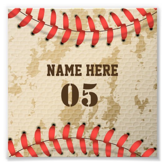 Aangepaste Baseball Name Number Retro Foto Afdruk (Voorkant)