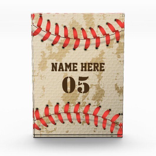 Aangepaste  Baseball Name Number Retro Fotoblokken (Voorkant)