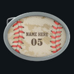 Aangepaste  Baseball Name Number Retro Gesp<br><div class="desc">Een persoonlijk  baseball-naamplaatje kan goed voor je zijn als je van Baseball houdt. Of het kan een groot cadeau zijn voor degenen die van honkbal houden.</div>