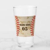 Aangepaste  Baseball Name Number Retro Glas (Voorkant)