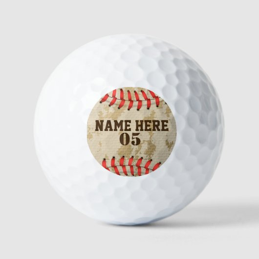 Aangepaste Baseball Name Number Retro Golfballen (Voorkant)