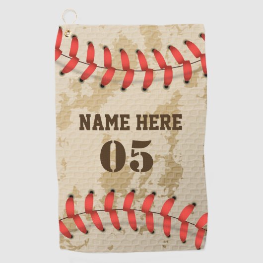 Aangepaste  Baseball Name Number Retro Golfhanddoek (Voorkant)