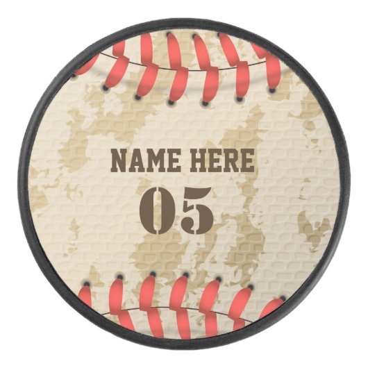 Aangepaste  Baseball Name Number Retro Hockey Puck (Voorkant)