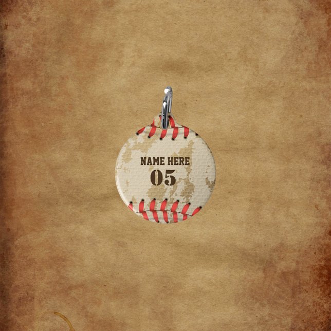Aangepaste  Baseball Name Number Retro Huisdierpenning (Creator heeft geüpload)