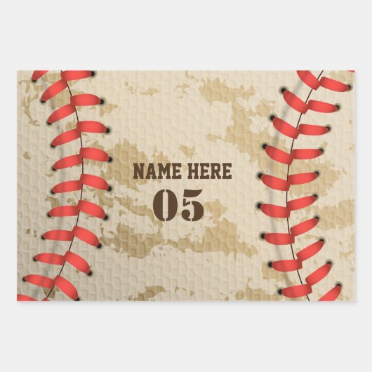 Aangepaste  Baseball Name Number Retro Inpakpapier Vel (Voorkant 2)