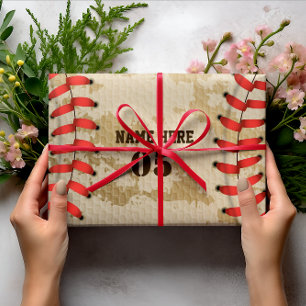 Aangepaste  Baseball Name Number Retro Inpakpapier Vel