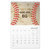 Aangepaste  Baseball Name Number Retro Kalender (Jan 2027)