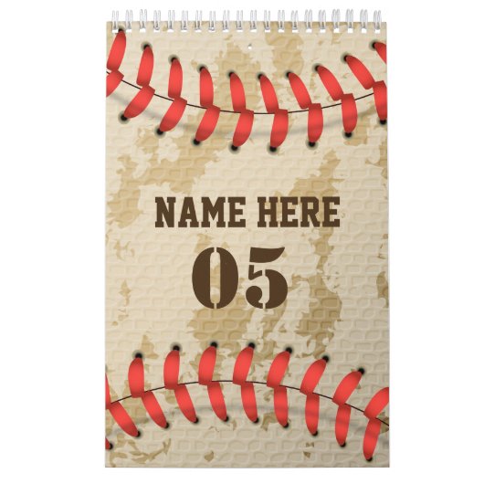 Aangepaste  Baseball Name Number Retro Kalender (Hoes)
