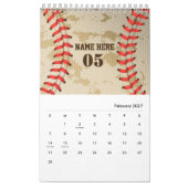 Aangepaste  Baseball Name Number Retro Kalender (Feb 2027)