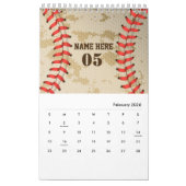 Aangepaste  Baseball Name Number Retro Kalender (Feb 2026)