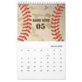 Aangepaste  Baseball Name Number Retro Kalender (Jan 2026)