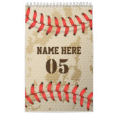 Aangepaste Baseball Name Number Retro Kalender (Hoes)