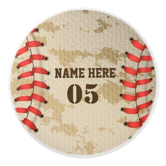 Aangepaste  Baseball Name Number Retro Keramische Knop (Voorkant)