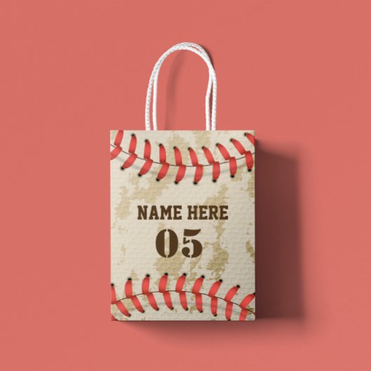 Aangepaste Baseball Name Number Retro Klein Cadeauzakje