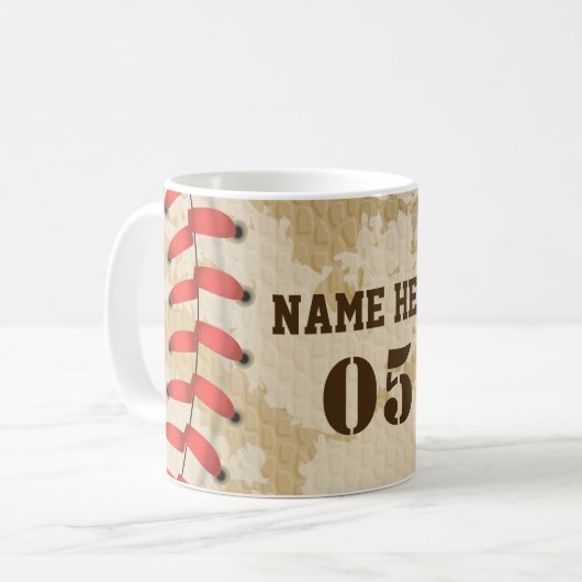 Aangepaste  Baseball Name Number Retro Koffiemok (Voorkant links)