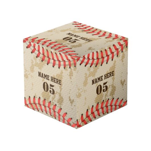 Aangepaste  Baseball Name Number Retro Kubus (Voorkant hoekig)