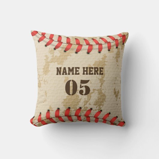 Aangepaste  Baseball Name Number Retro Kussen (Voorkant)