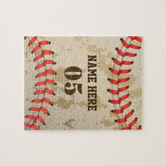 Aangepaste  Baseball Name Number Retro Legpuzzel (Horizontaal)