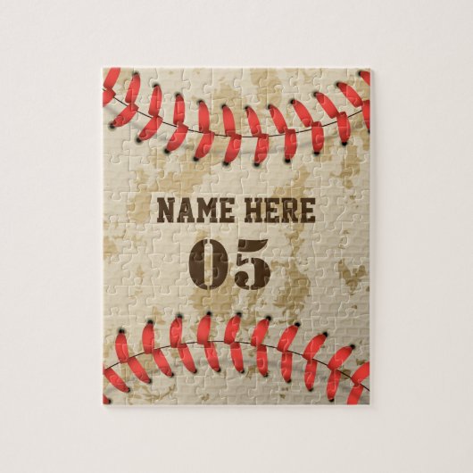 Aangepaste Baseball Name Number Retro Legpuzzel (Verticaal)