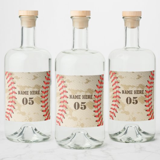 Aangepaste Baseball Name Number Retro Likeurfles Etiket (Flessen)