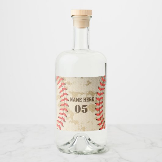 Aangepaste Baseball Name Number Retro Likeurfles Etiket (Voorkant)