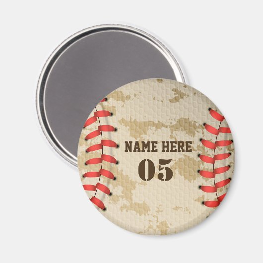 Aangepaste  Baseball Name Number Retro Magneet (Voorkant / Achterkant)