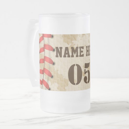Aangepaste  Baseball Name Number Retro Matglas Bierpul (Voorkant links)