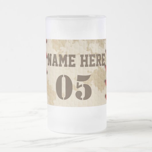 Aangepaste  Baseball Name Number Retro Matglas Bierpul (Center)